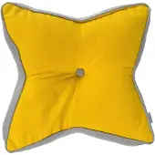 Homescapes vloerkussen ster 100% katoen met polyester vulling geel en grijs