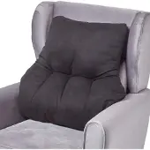 Homescapes Zwart rugkussen – rugsteunkussen 68 x 58 cm met velours bekleding