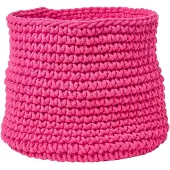 Homescapes Gebreide opbergmand, 100% katoen pink - 42 x 37 cm