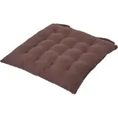 Homescapes stoelkussen – katoenen zitkussen – bruin – 40x40 cm – met lint – voor eetkamer & buitengebruik