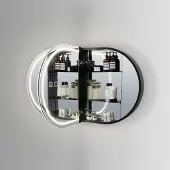 HiPP Design 91000 ovale spiegelkast mat zwart met verlichting en verwarming 120x70cm