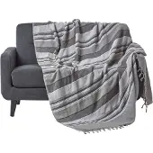 Homescapes Marokko sprei, grijze strepen, 225 x 255 cm