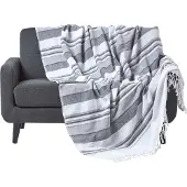 Homescapes Marokko sprei, grijze strepen, 150 x 200 cm