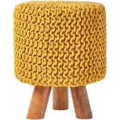 Homescapes Gebreide Voetenbank 42cm Hoog Mosterd