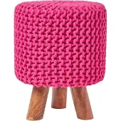 Homescapes Gebreide voetenbank, 42 ​​cm hoog, pink