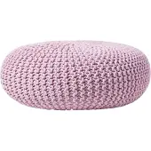 Homescapes Grote gebreide poef 100% katoen, roze