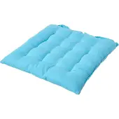 Homescapes stoelkussen – katoenen zitkussen – lichtblauw – 40x40 cm – met lint – voor eetkamer & buitengebruik