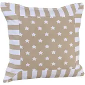 Homescapes Sterkussenhoes in beige met gestreepte rand, 60 x 60 cm
