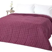 Homescapes 100% katoenen gewatteerde sprei, paars/lila, 200 x 200 cm