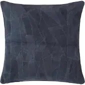 Homescapes patchwork leren kussen donkerblauw, 45x45 cm
