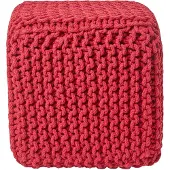 Homescapes Gebreide zitkubus 100% katoen, rood