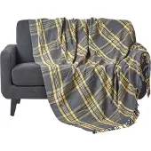 Homescapes Tartan Plaid Geel/Grijs 225 x 255 cm