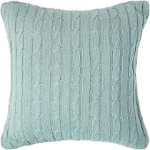 Homescapes kabelgebreide kussenhoes in blauw, 100% katoen, 45 x 45 cm