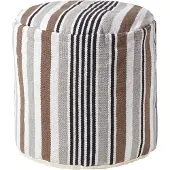 Homescapes design kruk poef rond Selam grijs wit