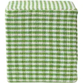 Homescapes Vichy ruit poef groen en wit – zitkubus, 36x38 cm