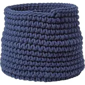 Homescapes Gebreide Opbergmand, 100% Katoen Marineblauw - 42 x 37 cm