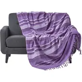 Homescapes Marokko sprei, paarse strepen, 255 x 360 cm