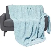 Homescapes Bedsprei Halden met chevronpatroon, zeegroen/wit, 225 x 255 cm