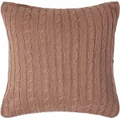Homescapes kabelgebreide kussenhoes in bruin, 100% katoen, 45 x 45 cm
