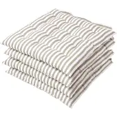 Homescapes zitkussens met strepen, 100% katoen, grijs, set van 4