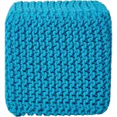 Homescapes Gebreide zitkubus 100% katoen, turquoise