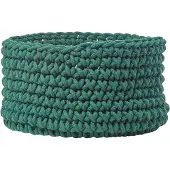 Homescapes Gebreide opbergmand, 100% katoen dennengroen - 37 x 21 cm