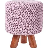 Homescapes Gebreide Voetenbank 42cm Hoog Roze