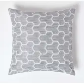 Homescapes Grijze kussenhoes met geometrisch patroon 45 x 45 cm