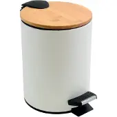 Article Sans Marque Pedaalemmer 3L - ADONIS - Prullenbak Badkamer - Bamboo - Wit