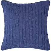 Homescapes kabelgebreide kussenhoes in donkerblauw, 100% katoen, 45 x 45 cm