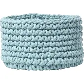 Homescapes Gebreide opbergmand, 100% katoen lichtblauw - 37 x 21 cm