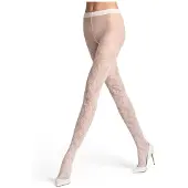 Falke Sensual Boulevard gedessineerd materiaal transparent 30 DEN panty dames wit - maat M-L