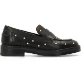 Manfield Zwarte leren loafers met studs | Maat 37
