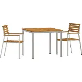 vidaXL Tuin Eettafel Set 3 st Massief acaciahout en roestvrij staal
