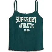 Superdry Athletic Essentials Ajour Camitop met Print Groen Grootte: 38