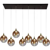 Searchlight Alchemy 8-lichts LED hanglamp Zwart Metaal en Amber Glas