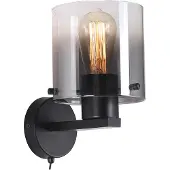 Searchlight Sweden 1-lichts wandlamp - Mat zwart en gerookt glas