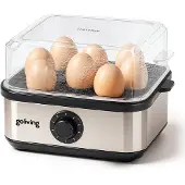 Goliving Eierkoker 2-in-1 - 1 tot 8 Eitjes - Koken, Pocheren, Omelet - Hard, Zacht en Medium Gekookt - Elektrisch - Met Timer - Zilver