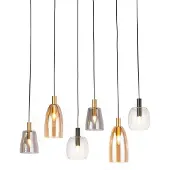 Searchlight 6-lichts hanglamp Divine meerdere kleuren glas