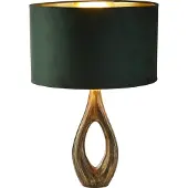 Searchlight Gouden tafellamp Bucklow met groene kap