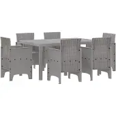 vidaXL Tuinset, 7-delig, lichtgrijs, gevlochten rotan