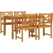 vidaXL Tuin Eettafel Set 5 st Bruin Massief Acacia Hout