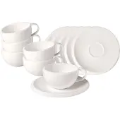 Villeroy & Boch Kaffeetassen mit Untertassen NewMoon 190 ml Set van 6