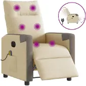 vidaXL Massagestoel elektrisch verstelbaar stof crèmekleurig