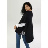 Aniston | Poncho | Zwart | Fijn breisel | Maat 3 ( 46-50)