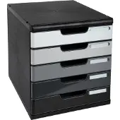 Exacompta MODULO A4 grijs tinten, 5 laden gesloten A4/A4+, stofdicht, stil, veiligheidsstop