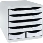 Exacompta BIG BOX MAXI Office lichtgrijs, 6 open laden (4 grote/2 kleine) A4/A4+, stil, stapelbaar, 25 jaar