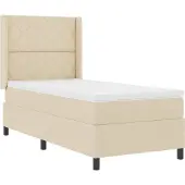vidaXL Boxspring bed met kussen met hoofdeinde Crème 200 x 90 cm Stof