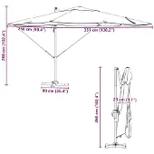 vidaXL Parasol Taupe 351 x 250 x 260 cm Polyester en Aluminium