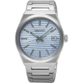 Seiko quartz zilver heren horloge met blauwe wijzerplaat & roestvrij stalen band